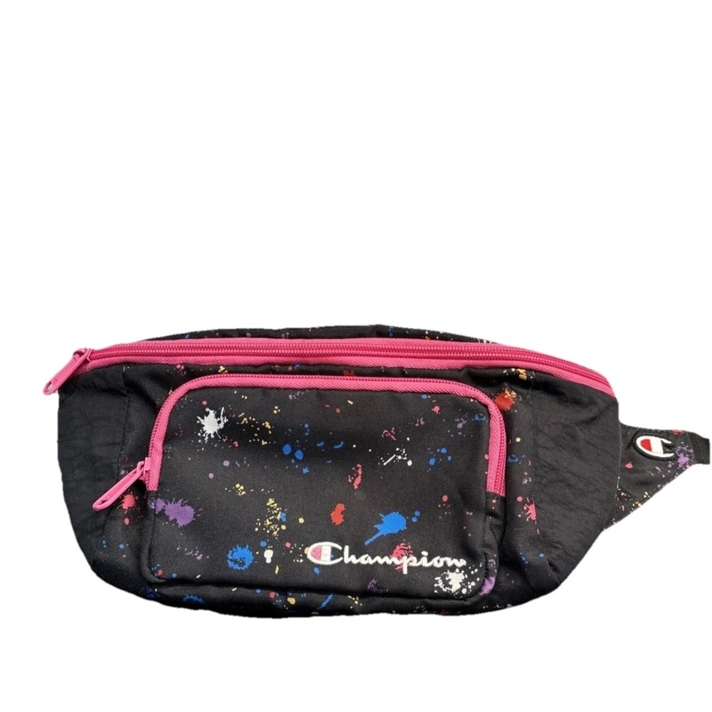 Champion Black Waist Bag with Pink and Purple Accents